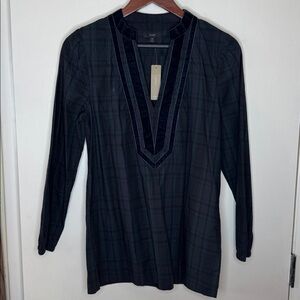 J. Crew Green and Navy Plaid Women’s Blouse